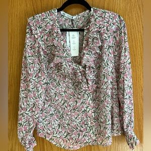 Zara floral blouse with lurex thread